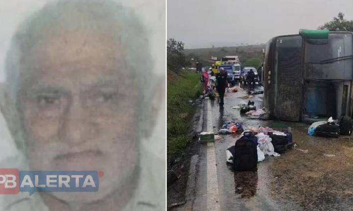Ônibus com 50 passageiros que saiu de Alexandria (RN) tomba na BR-116 e deixa idoso paraibano morto e 11 feridos