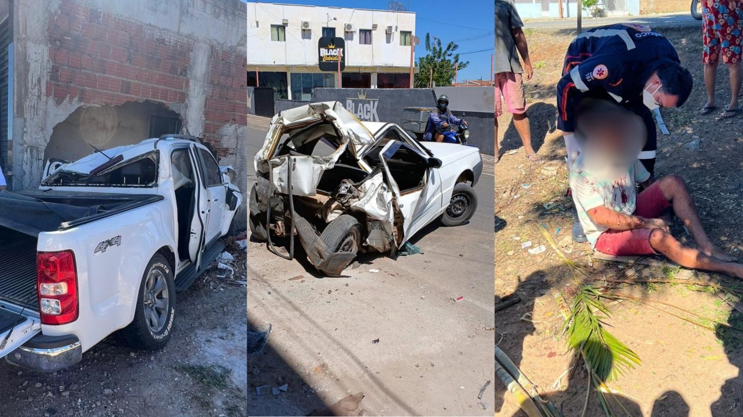 Caminhonete desgovernada deixa rastro de destruição em Uiraúna após condutor passar Mal