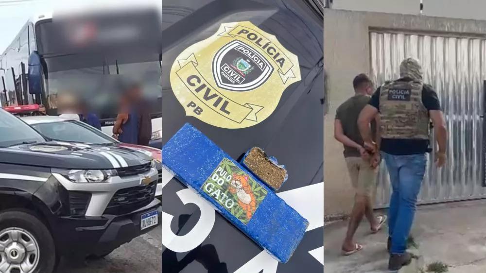Homem é preso com 1kg de maconha em ônibus abordado na PB-386, em Boa Ventura