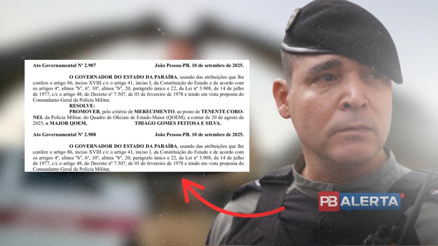 Comandante do 14º BPM, Thiago Feitosa, é promovido a Tenente-Coronel pelo Governo da Paraíba