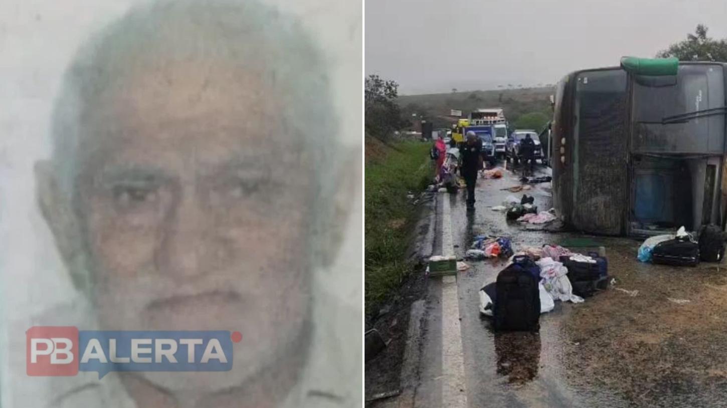 Ônibus com 50 passageiros que saiu de Alexandria (RN) tomba na BR-116 e deixa idoso paraibano morto e 11 feridos