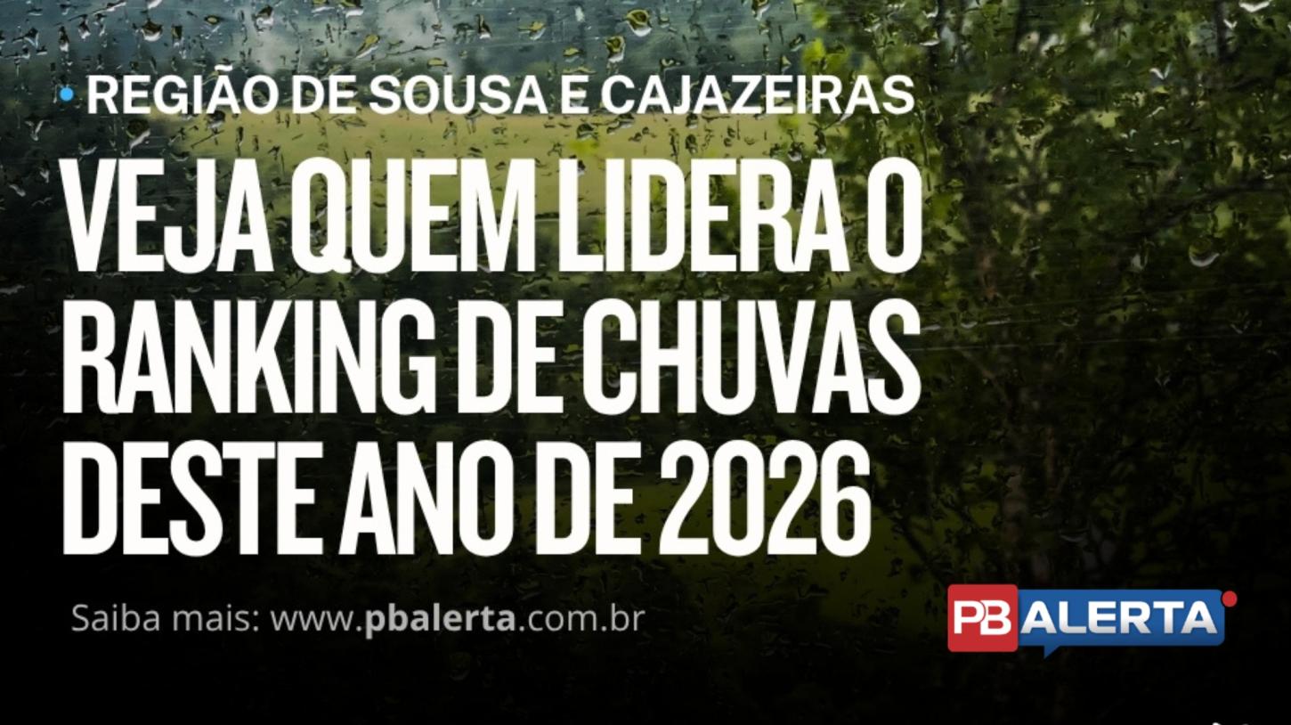 Veja ranking atualizado dos maiores acumulados nas regiões de Sousa e Cajazeiras, no Alto Sertão da Paraíba em 2026